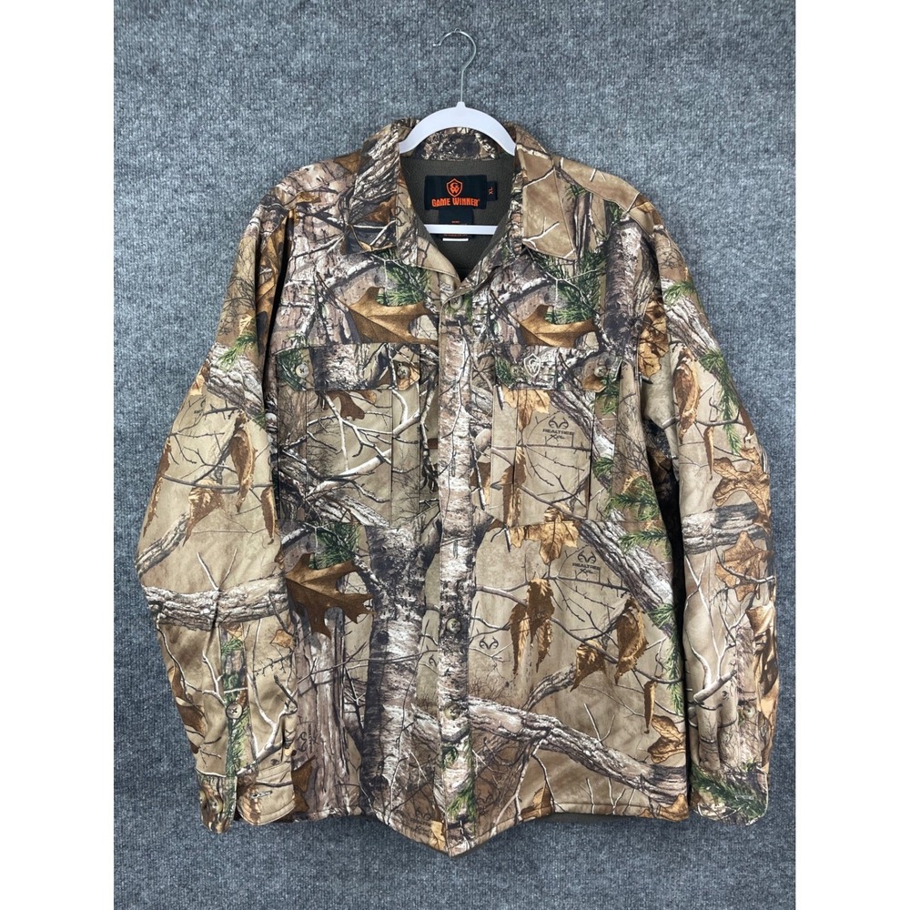 Game Winner Hunting Shirt Mens XL Camo Excellent Realtree Xtra Fleece Lined